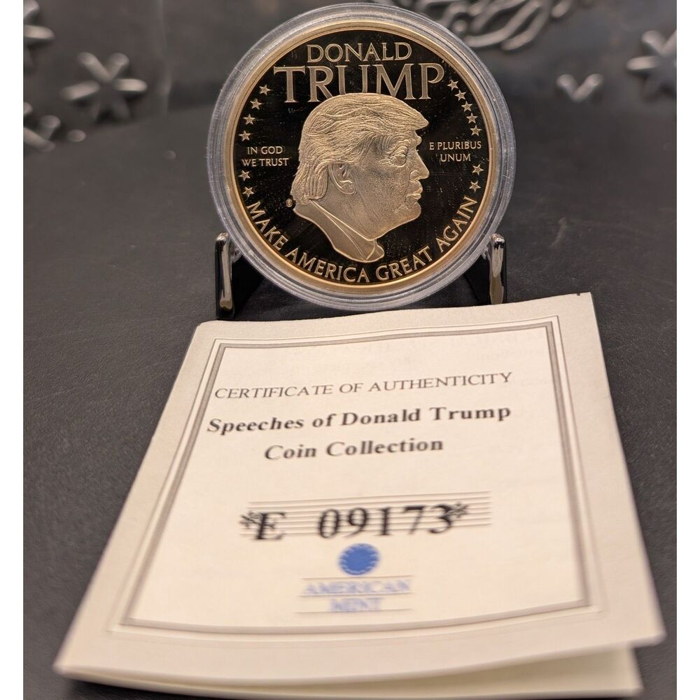 Donald Trump 2016 Proof Commemorative Round 1 oz Silver Plated American Mint COA